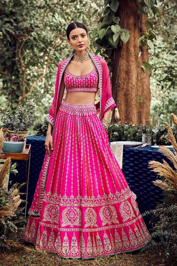 pink embroidery work bridal  lehenga choli for women's