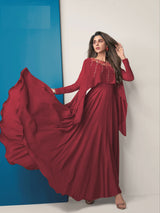 Maroon Plus-size gown
