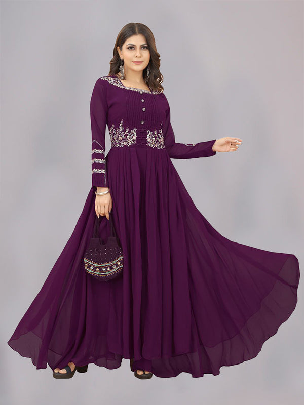 hevy georgette embroidary work gown.