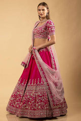 pink trendy  embroidery work  lehenga choli for women's