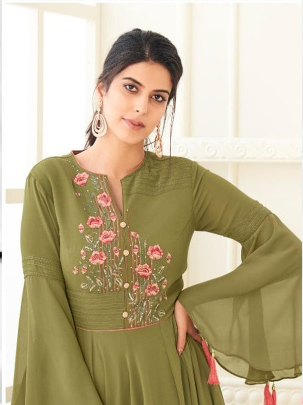 Green Long sleeve evening gowns