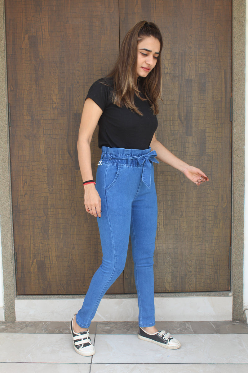 New designer trendy and stylist raffle  denim jeans  for girls and women .