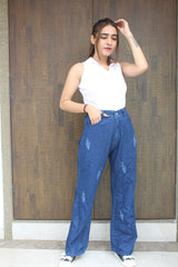 New designer trendy and stylist  bel bottom tering jeans for girls and women .
