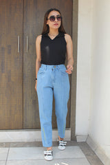 New designer trendy and stylist mom fit poker face denim jeans   for girls and women .