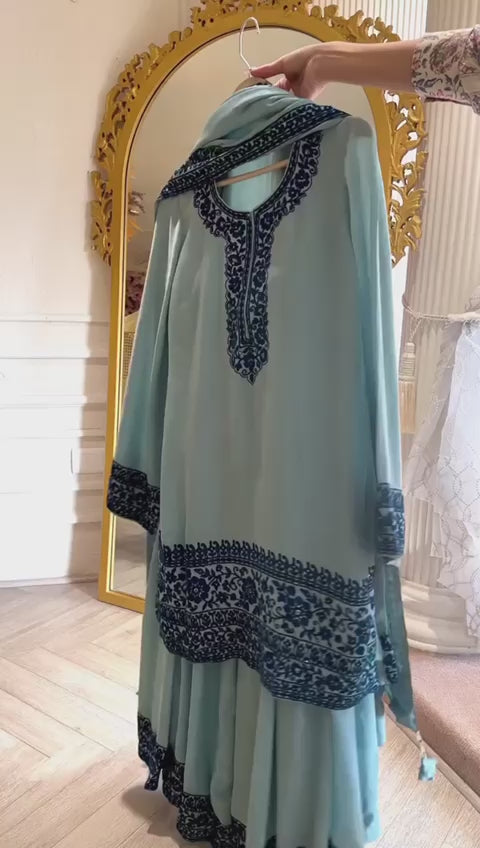 designer embroidery work gown