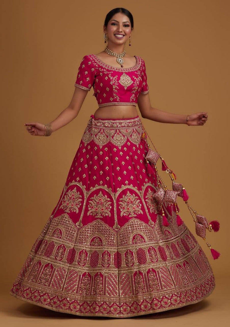 pink designer  embroidery work lehenga choli for women's
