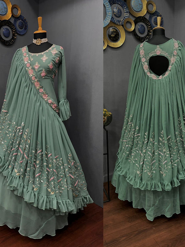 georgette indo western gown.