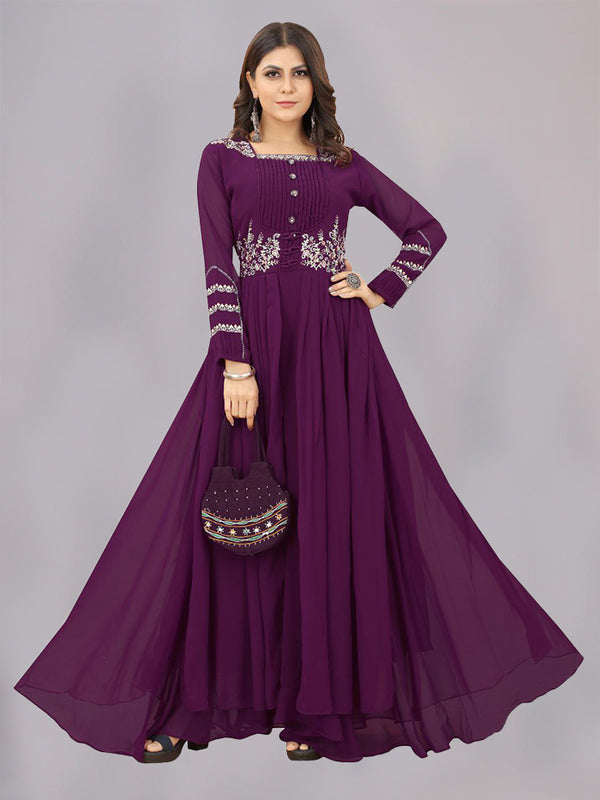 hevy georgette embroidary work gown.