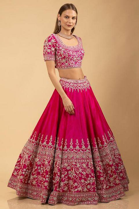 pink trendy  embroidery work  lehenga choli for women's