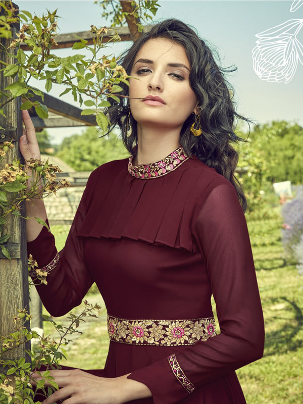 Maroon Ball gown