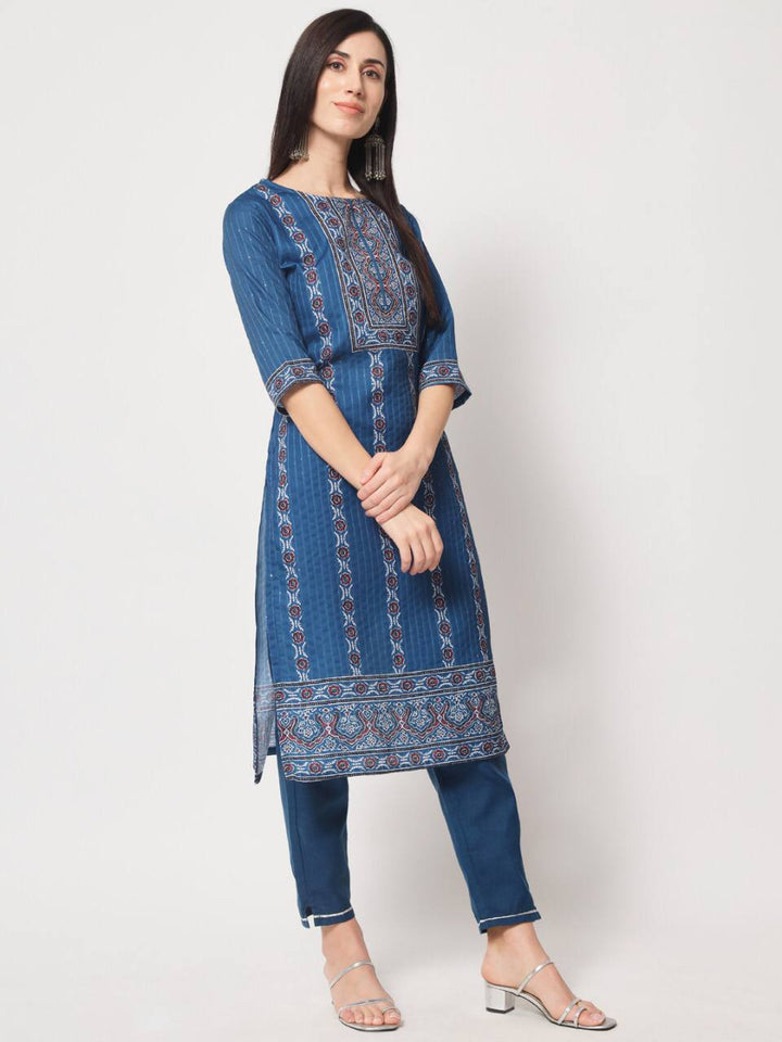 blue Kurti with pants set