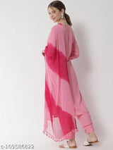 Pink Rayon Embroidery Work Kurta Set With Dupatta