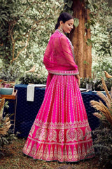 pink embroidery work bridal  lehenga choli for women's