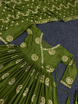 Silk Embroidery  Work Kurta With Dupatta And Pant.