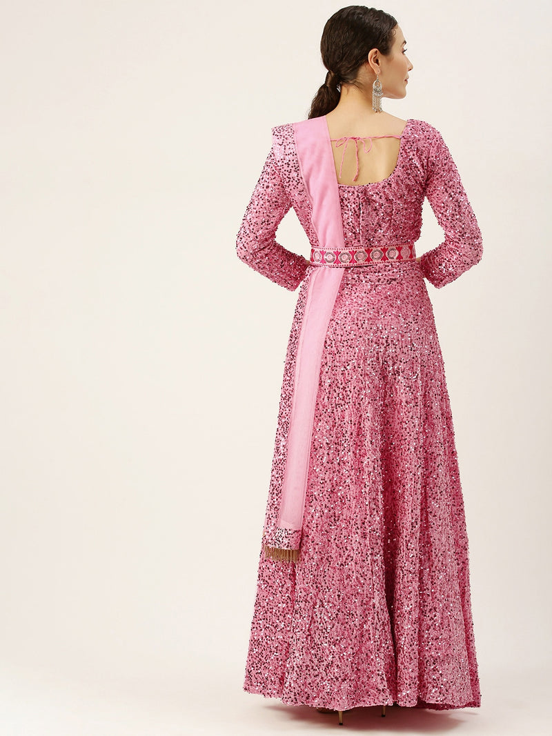 pink velvet designer lehenga choli for women's