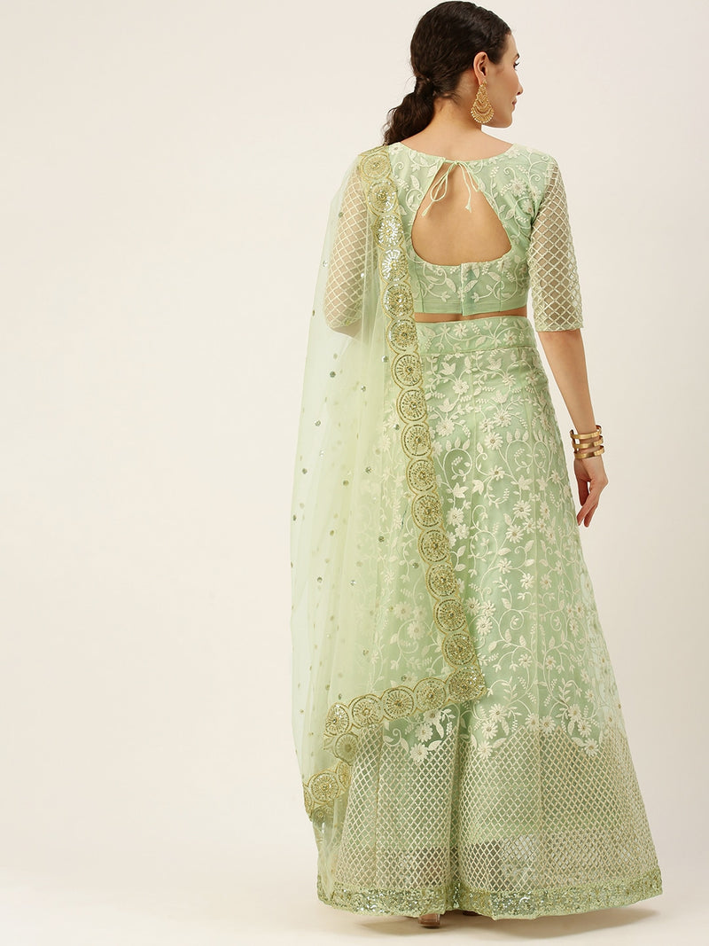 pista color nett embroidery lehenga choli for women's