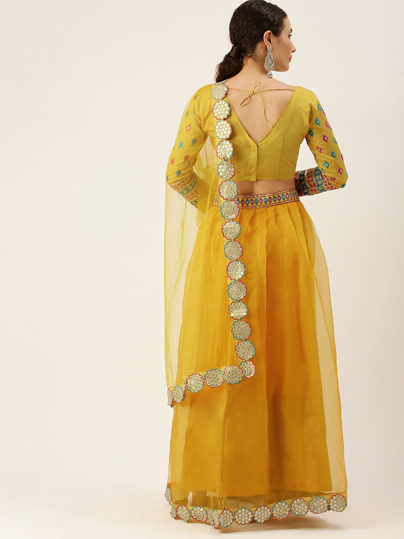 Yellow Georgette Designer Lehenga Choli For Women