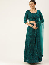 green gerogette Embroidery Work lehenga choli for women
