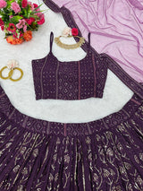 purple heavy organza silk  lehenga choli for women