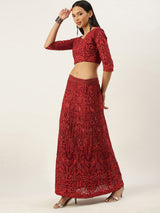 Red Georgette  With Embroidery Chain Work  Lehenga Choli For Women
