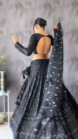 Black Georgette Lehenga Choli With Embroidery And Sequence Work