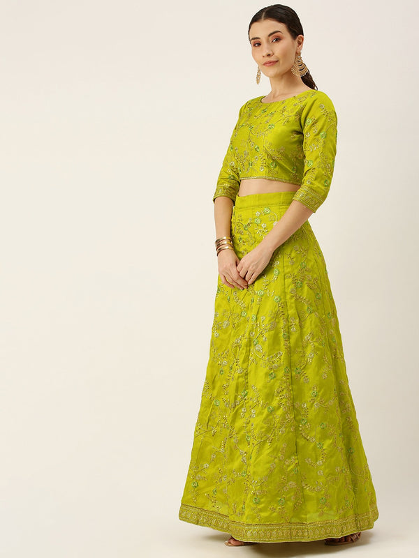 light green silk lehenga choli for women