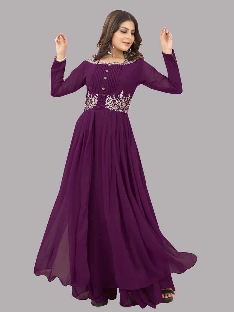 hevy georgette embroidary work gown.