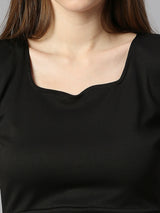 black designer  cotton u neck women's regular fit dress