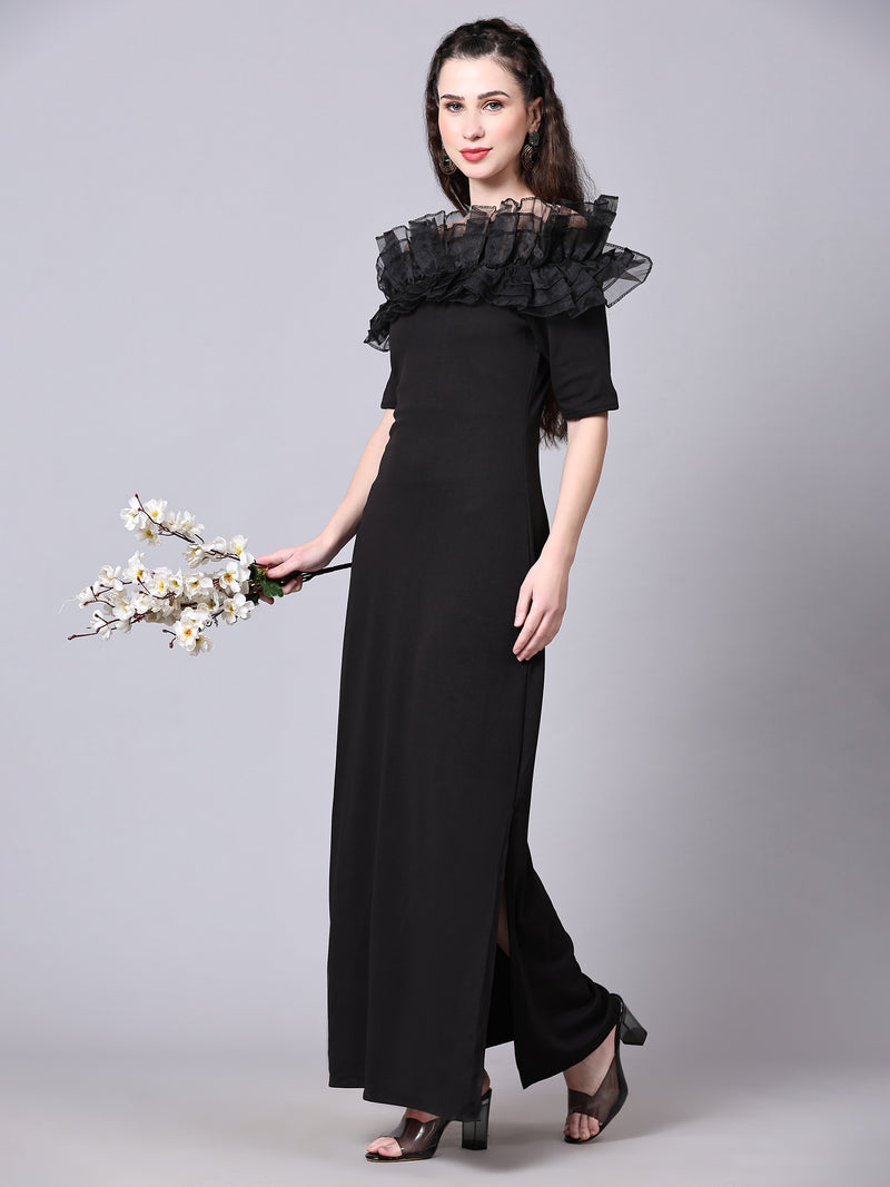 black designer cotton off solder  women's regular fit dress