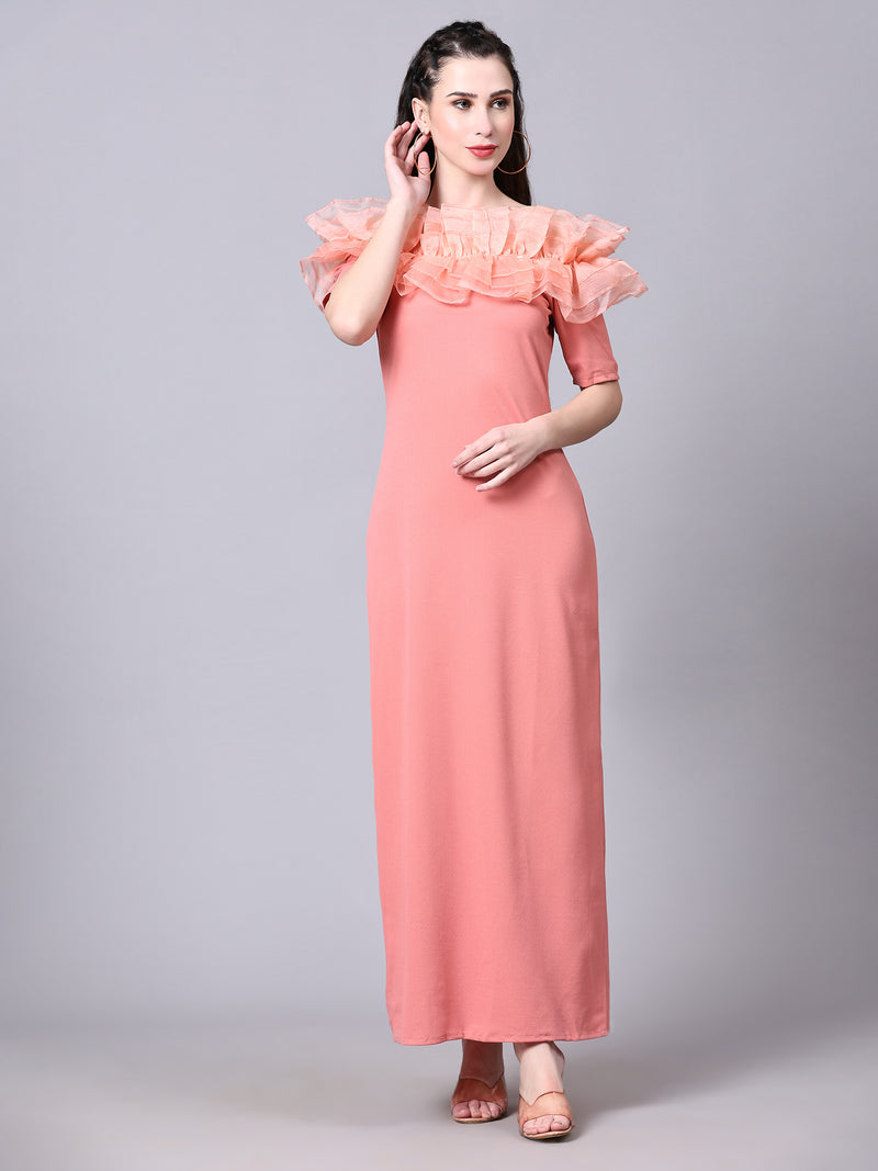 peach designer cotton off solder  women's regular fit dress