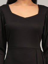 black designer cotton boat neck  women's regular fit dress