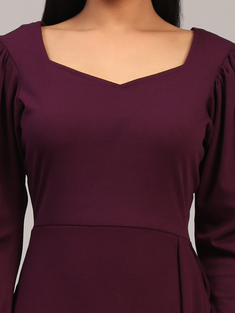 purple designer cotton boat neck  women's regular fit dress