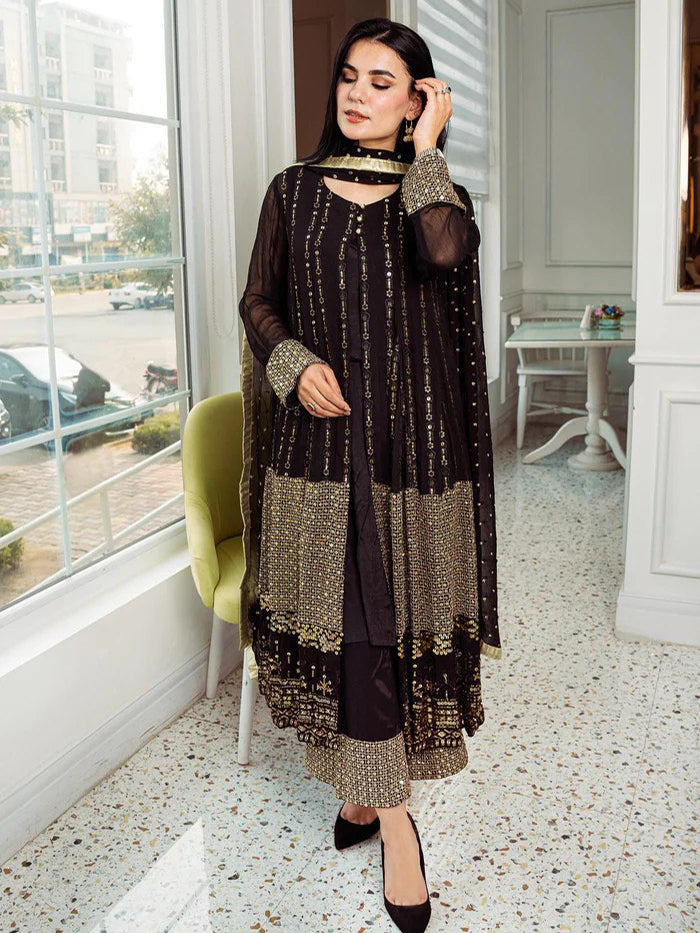 Black and gold new designer heavy embroidery and sequence work sharara plazo