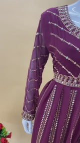 wine heavy embroidery and sequence work sharara palzo