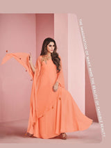 orange georgette gown