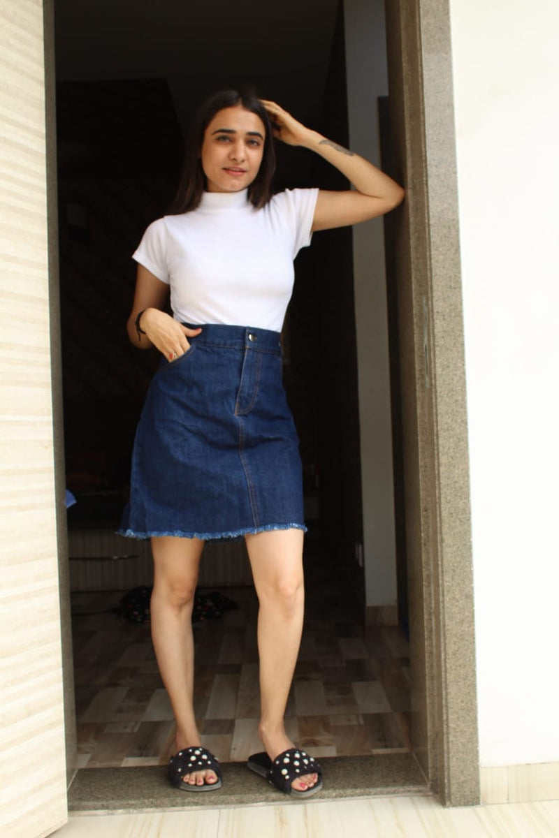 New designer trendy and stylist  women 1 button denim skirts  for girls and women .