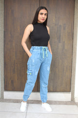 New designer trendy and stylist  denim fabric joggers jeans for girls and women .