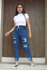 New designer trendy and stylist  denim fabric  funky jeans for girls and women .