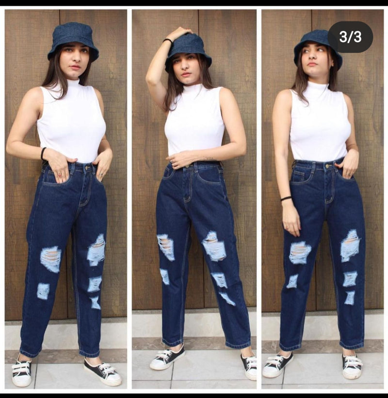 New designer trendy and stylist women mom fit funky denim fabric jeans  for girls and women .