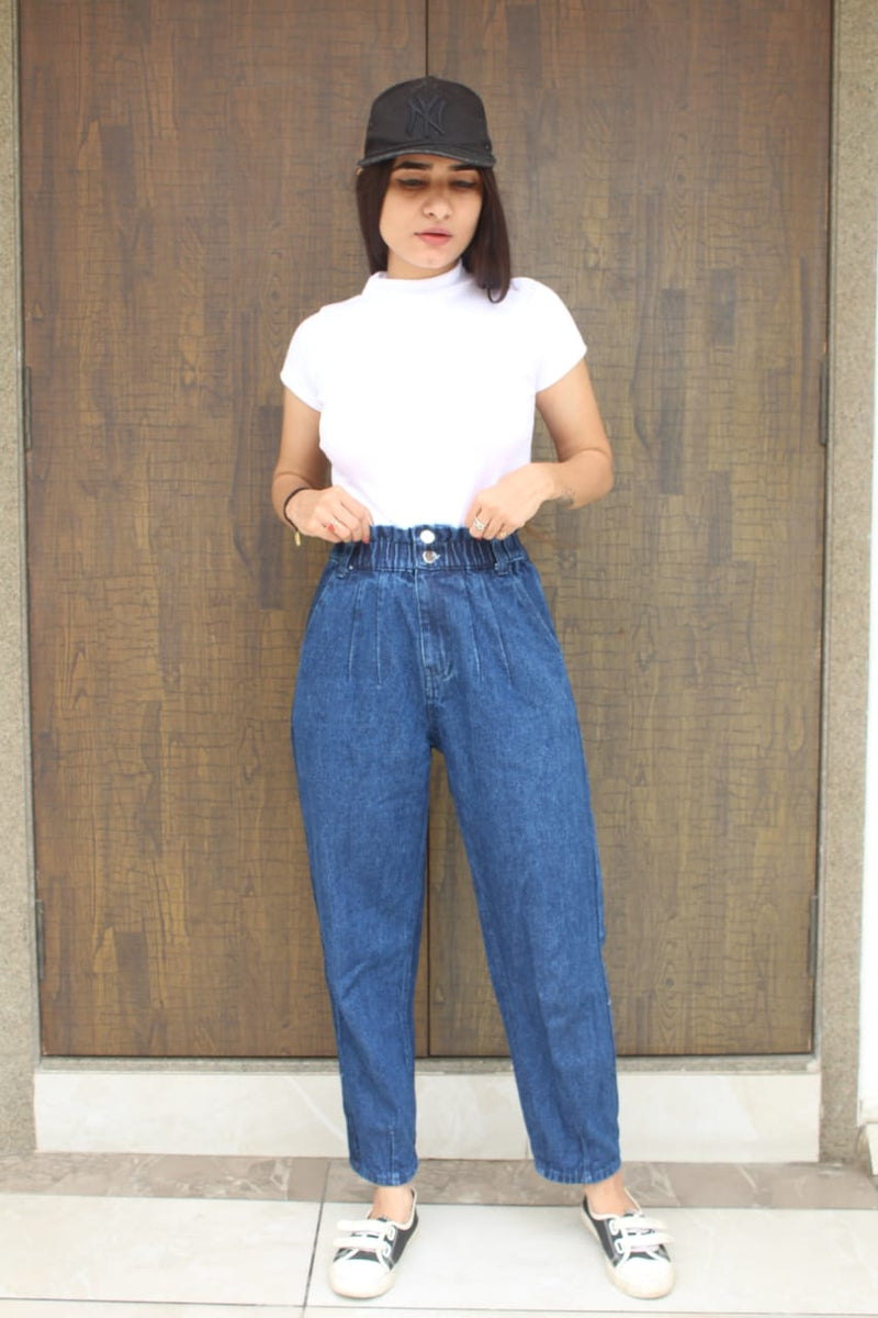 new arrival 2 butten mom fit jeans  for girls and women