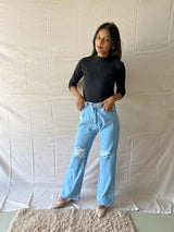 New designer trendy and stylist women funky bel bottom jeans for girls and women .