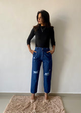 New designer trendy and stylist  mom fit funky denim fabric jeans  for girls and women .