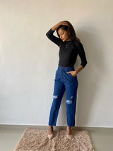 New designer trendy and stylist  mom fit funky denim fabric jeans  for girls and women .