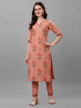 Women's Gajari Color Cotton Kurti With Pant