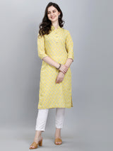 yellow designer cotton kurtis