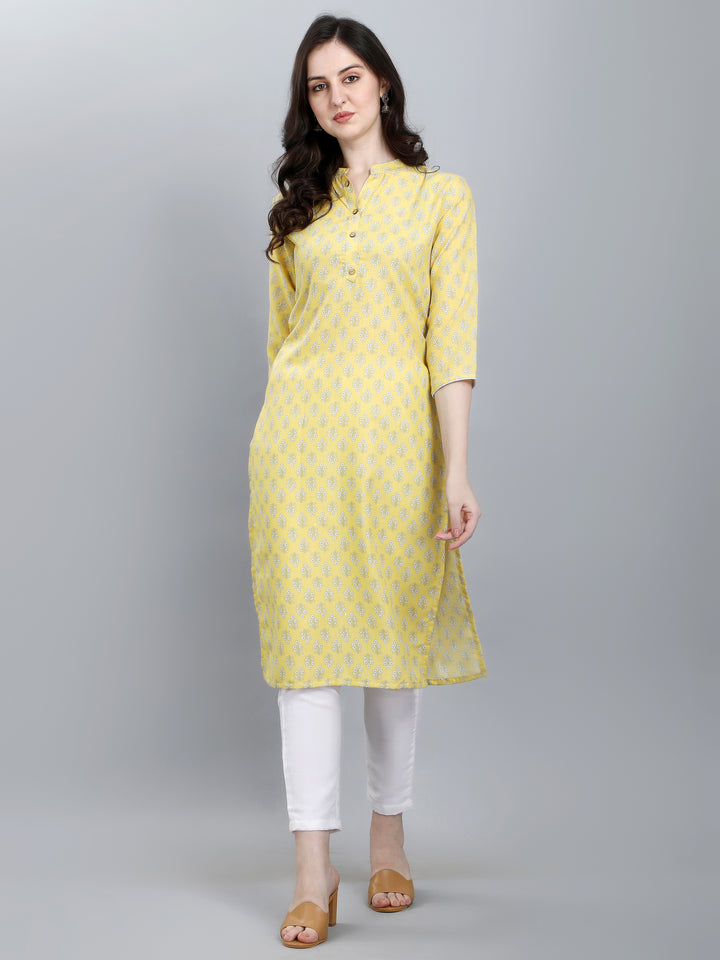 yellow designer cotton kurtis