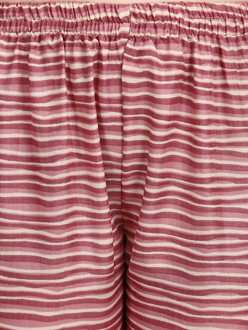 Women's Onion Color Cotton Kurti With Pant