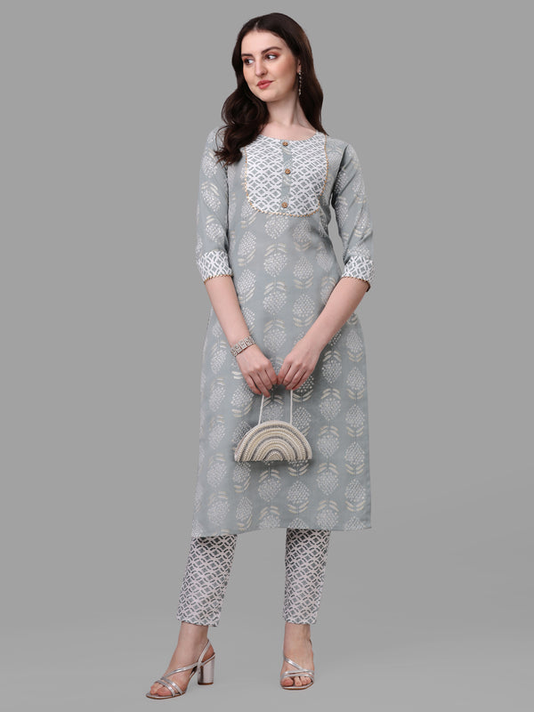 Women's Pista Color Cotton Kurti With Pant