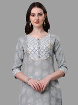 Women's Pista Color Cotton Kurti With Pant