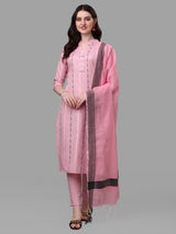 Women's Pink Color Cotton Kurti With Pant